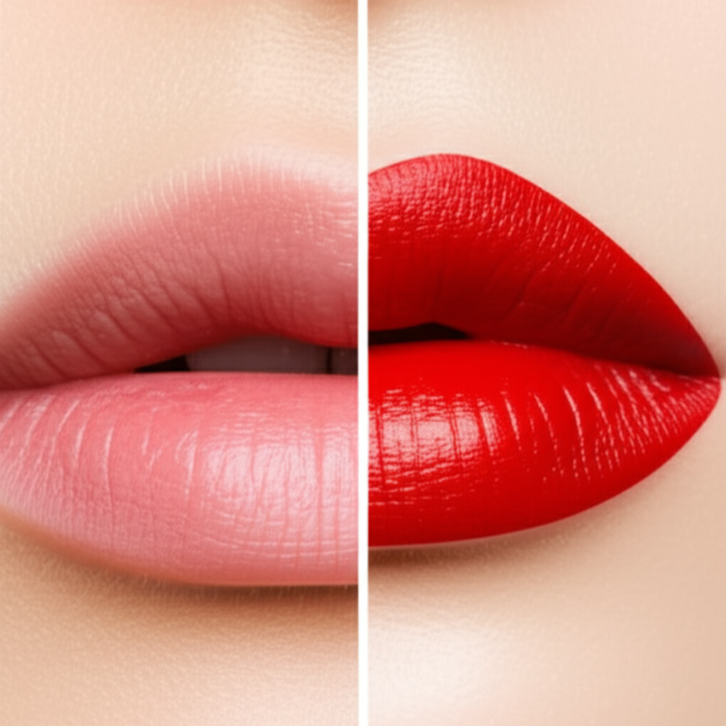 लिपस्टिक से पहले और बाद